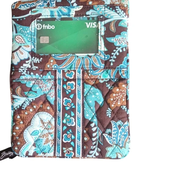 Vera Bradley- NWOT Turquoise and Brown Floral Wallet - Picture 2 of 13
